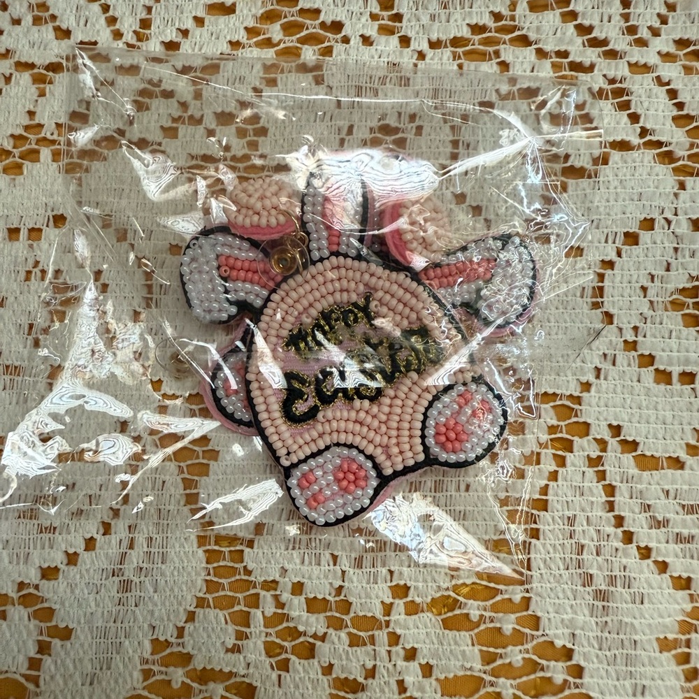 Cute Pink Beaded Easter Earrings